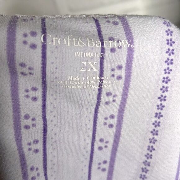 Croft & Barrow Intimates Purple Embroidered Sleep Top Shirt Size 1X - Picture 4 of 4